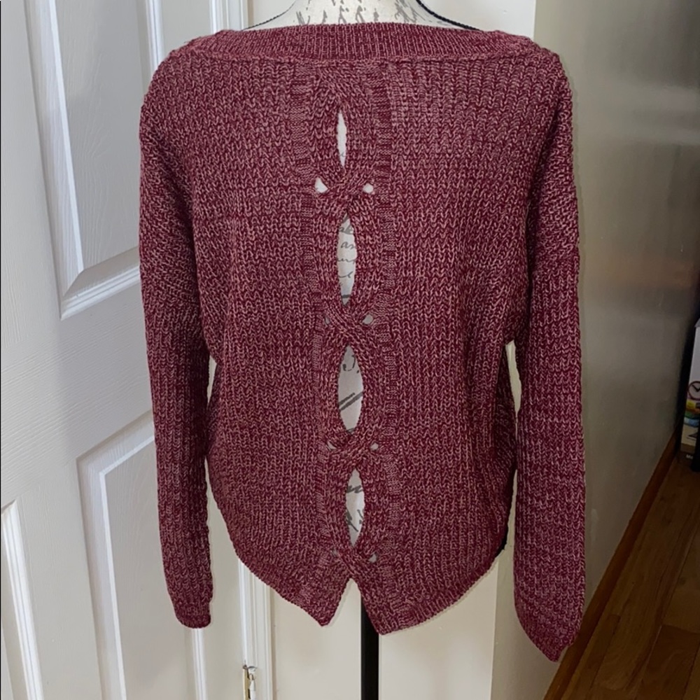 Express Cable Split Back Sweater - Picture 2 of 5